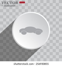 White circle on a gray background with shadow. icon,   black car , vector illustration, EPS 10