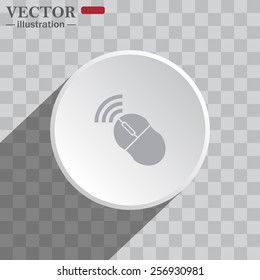 White circle on a gray background with shadow. icon,   Wireless mouse, vector illustration, EPS 10