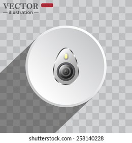 White circle on a gray background of a chessboard.  Shadow. icon smartphone camera and flash, vector illustration, EPS 10