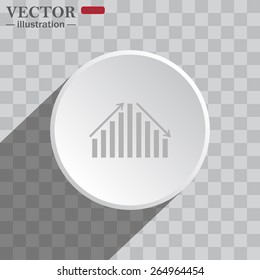 White circle on a gray background of a chessboard.  Shadow.  Icon chart with arrows, vector illustration, EPS 10