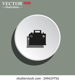 White circle on a green background with shadow. car battery, vector illustration, EPS 10