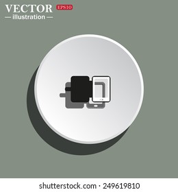 White circle on a green background with shadow. Case for phone , vector illustration, EPS 10