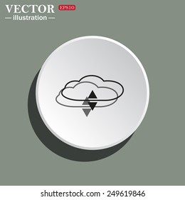 White circle on a green background with shadow. cloud storage , vector illustration, EPS 10