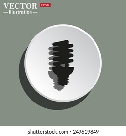 White circle on a green background with shadow. fluorescent lamp, vector illustration, EPS 10