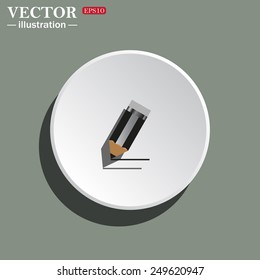 White circle on a green background with shadow. pencil, vector, EPS 10