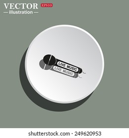 White circle on a green background with shadow. live music, vector illustration, EPS 10