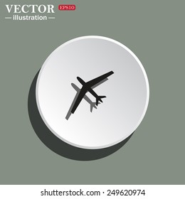 White circle on a green background with shadow. plane, vector, EPS 10