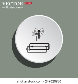 White circle on a green background with shadow. power management through a wi-fi network, vector, EPS 10