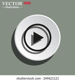 White circle on a green background with shadow. play, vector, EPS 10