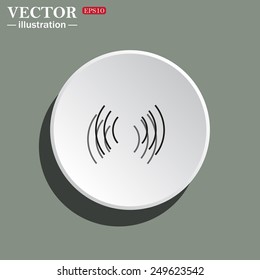 White circle on a green background with shadow. The wireless network , vector illustration, EPS 10