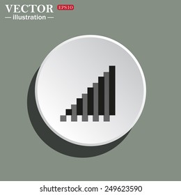 White circle on a green background with shadow. signal strength indicator, vector illustration, EPS 10