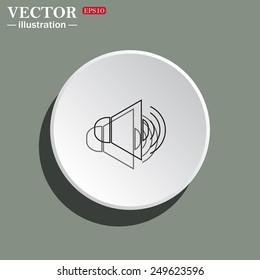 White circle on a green background with shadow. Sound on, vector illustration, EPS 10