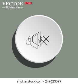 White circle on a green background with shadow. Sound off , vector illustration, EPS 10