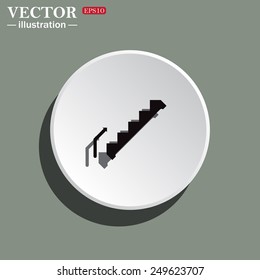 White circle on a green background with shadow. staircase, vector illustration, EPS 10