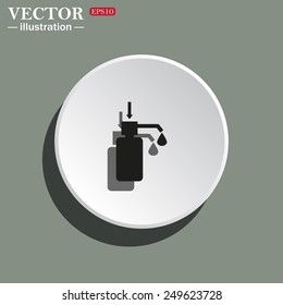 White circle on a green background with shadow. Shower Gel, Liquid Soap, Lotion, Cream, Shampoo, Bath Foam. , vector illustration, EPS 10