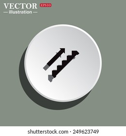 White circle on a green background with shadow. staircase, vector illustration, EPS 10