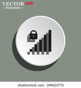 White circle on a green background with shadow. signal strength indicator, closed access , vector illustration, EPS 10