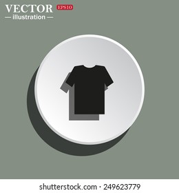White circle on a green background with shadow. Tshirt, vector illustration, EPS 10