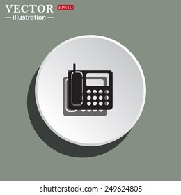 White circle on a green background with shadow. phone, vector illustration, EPS 10