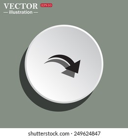 White circle on a green background with shadow. arrow indicates the direction, vector illustration, EPS 10