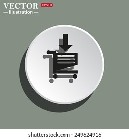 White circle on a green background with shadow. put in shopping cart , vector illustration, EPS 10