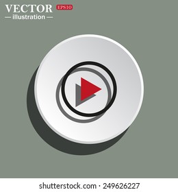 White circle on a green background with shadow. play, vector, EPS 10