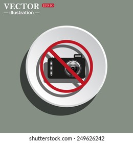 White circle on a green background with shadow. photo camera, vector illustration, EPS 10