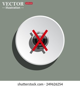 White circle on a green background with shadow. photo video banned camera crossed out with a red cross, vector, EPS 10