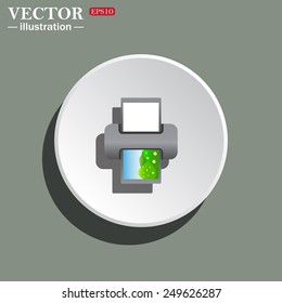 White circle on a green background with shadow. color photo printer, vector illustration, EPS 10