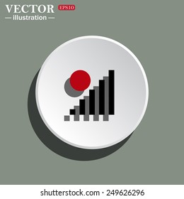 White circle on a green background with shadow. no signal, poor signal strength, signal strength indicator, vector illustration, EPS 10