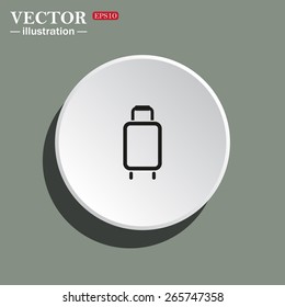 White circle on a green background with shadow.  Baggage icon. Vector illustration, EPS 10