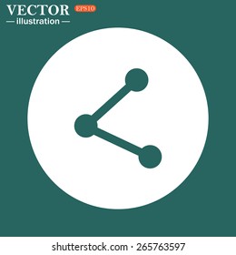 White circle on a green background.  web icon share vector illustration, EPS 10