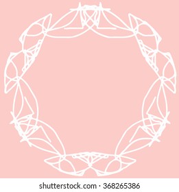 white circle ornament design on pink background