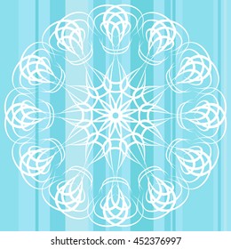 white circle ornament on blue background