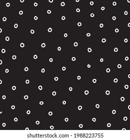 White circle over black background pattern. Minimalist doodle digital texture and wallpaper. 
