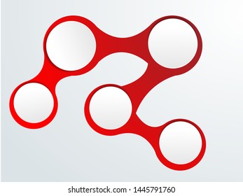 White circle paper cut on red  abstract background. vector illustration. Stylized presentation,option template with embellishment