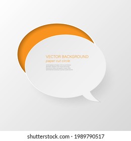 White circle paper cut style abstract vector on white background
