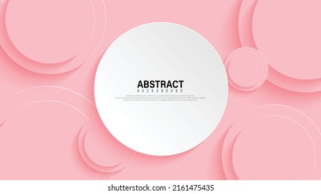 White circle paper cut style. with pastel circle background Abstract vector rendering 3d shape. minimal wall scene. Vector illustrator