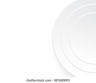 White circle paper cut style with drop shadows on white background