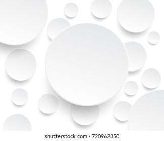 White Circle Paper Cut Style With Drop Shadows On White Background