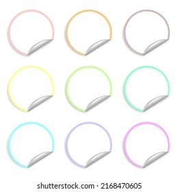 White circle paper sticker note set with drop shadows. Graphic design.