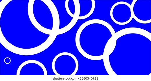 White Circle Pattern with Soft Blue Background, Arranged White Rings With Soft Blue Background, Illustration Vector.