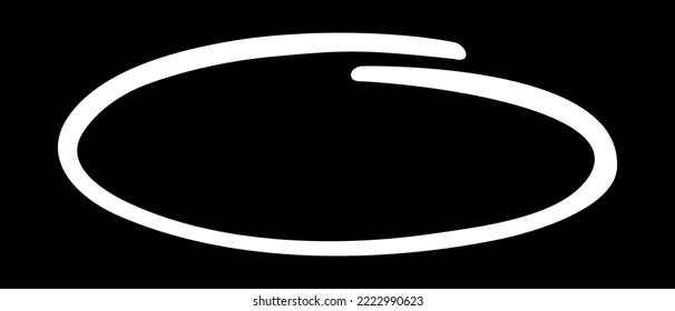 White circle, pen draw. Highlight hand drawing circle isolated on background. Handwritten white circle. For marking text, numbers, marker pen, pencil, logo and text check, vector illustration