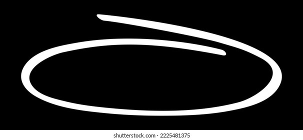 White circle, pen draw. Highlight hand drawing circle isolated on background. Handwritten white circle. For marking text, numbers, marker pen, pencil, logo and text check, vector illustration