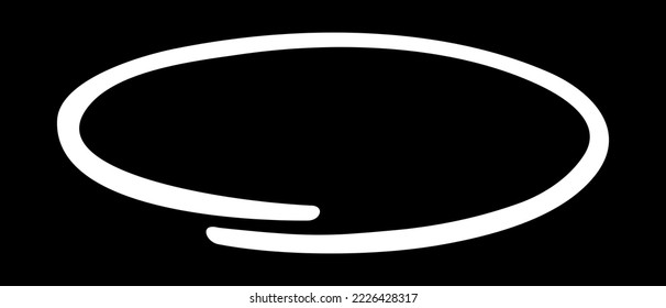 White circle, pen draw. Highlight hand drawing circle isolated on background. Handwritten white circle. For marking text, numbers, marker pen, pencil, logo and text check, vector illustration