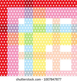 white circle polka dot pattern sweet colorful cross striped background vector illustration image
