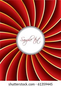 White circle with red twirl background