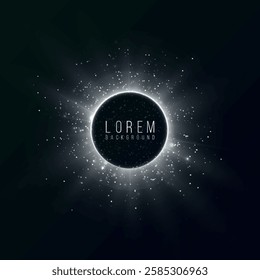 
White circle. Round white line light effect with sun rays. Glowing white circle with neon effect. Frame for the inscription. Banner. Background. PNG. eps vector