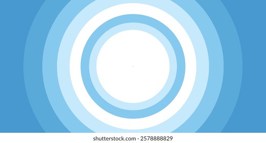 White Circle Round Ring Blue Radial Ray Background BG. Abstract Wave Wavy Circular Scene. Oval Scene Backdrop Comic Cartoon Vector Design.