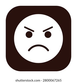 White circle with a scowling face and furrowed brow on square